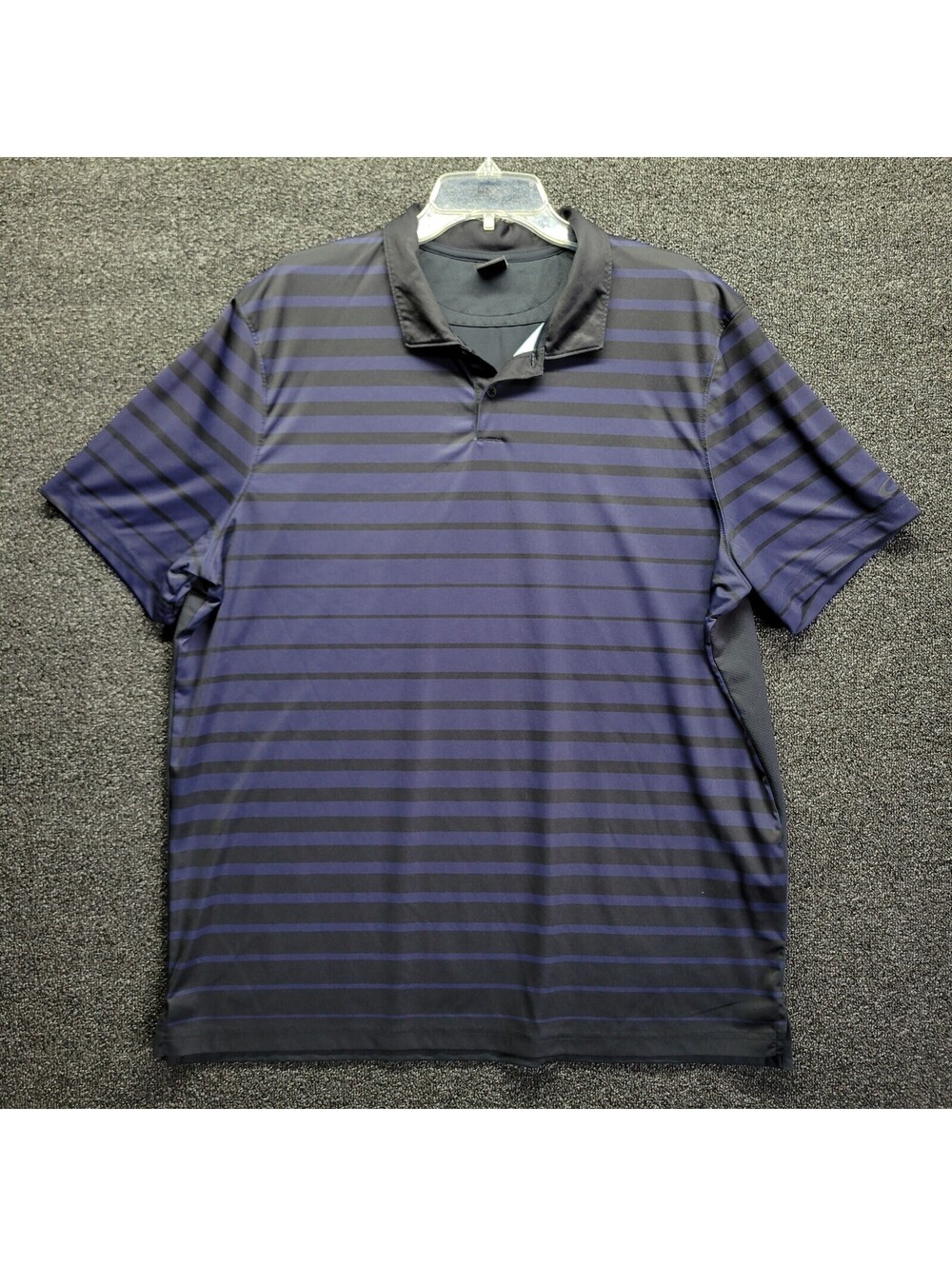 Oakley Short Sleeve Polo Shirt Men’s 2XL Blue Black Stripe Logo Golf Casual